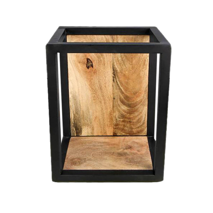 2de kans Wandbox Levels -25x18x35-Naturel/Zwart-Mango/Metaal-Wandplanken-HSM Collection