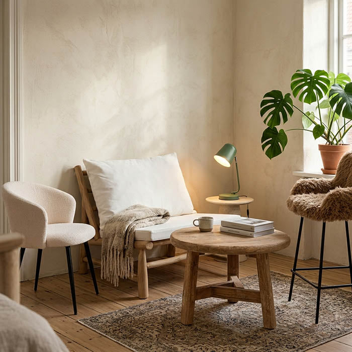 Scandinavische woonkamer met 2de kans arrtikelen