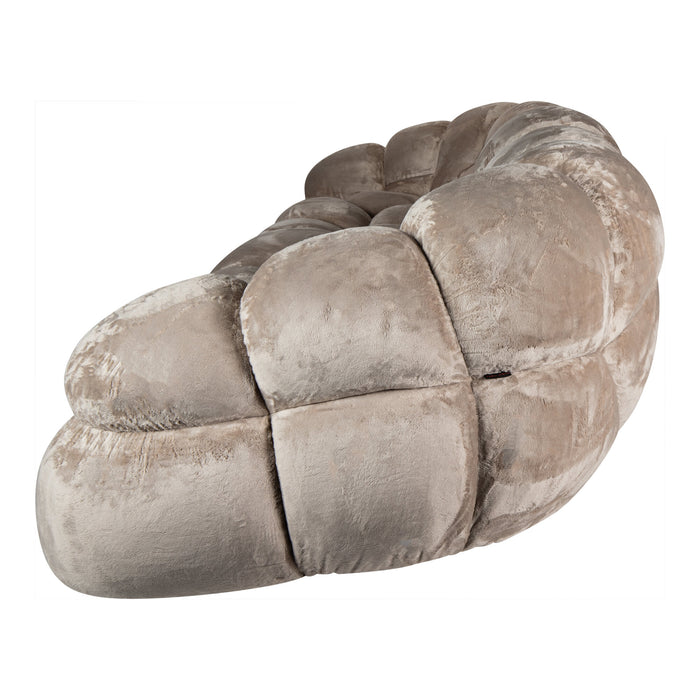 Beige 3-zitsbank Nubibus van PTMD met zachte polyester bekleding en een modern, gewatteerd design.
