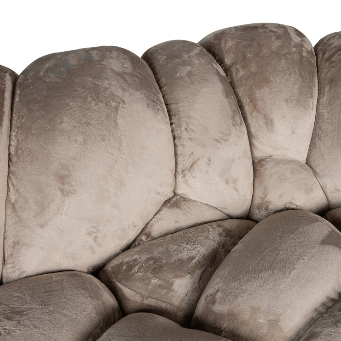 Beige 3-zitsbank Nubibus van PTMD met zachte polyester bekleding en een organisch, gewatteerd design.