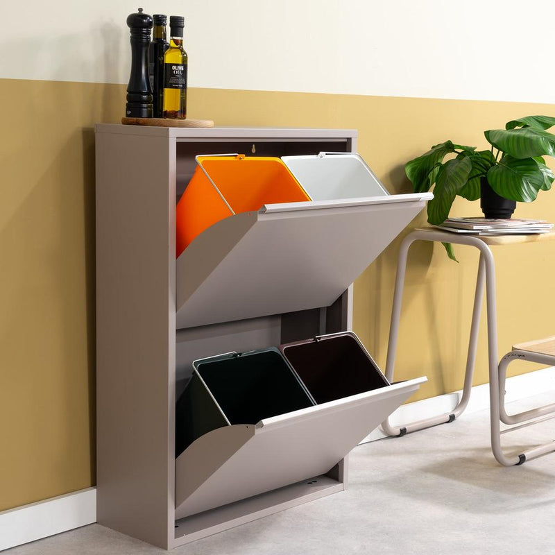 Afvalemmers GIGI 4 Staal Silky Taupe 60x25x92cm Spinder Design-Opbergdozen en manden-Spinder