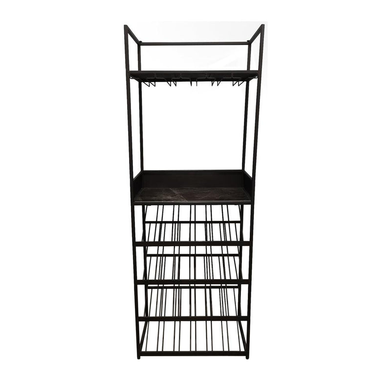 Arto wine rack dark grey base brown marble Grijs-Wijnrekken-PTMD