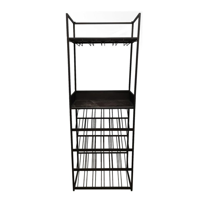 Arto wine rack dark grey base brown marble Grijs-Wijnrekken-PTMD