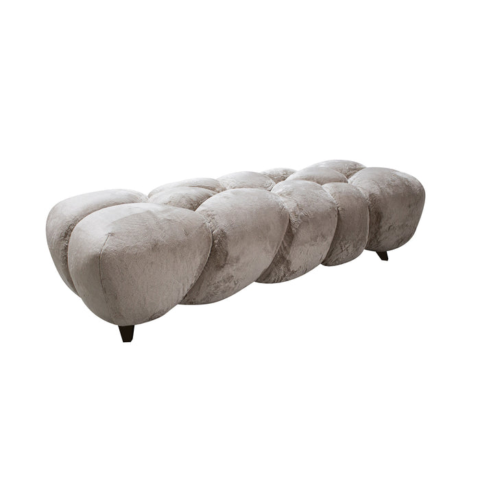 PTMD Nubibus bank in beige polyester met een uniek organisch gevlochten design op zwarte pootjes.