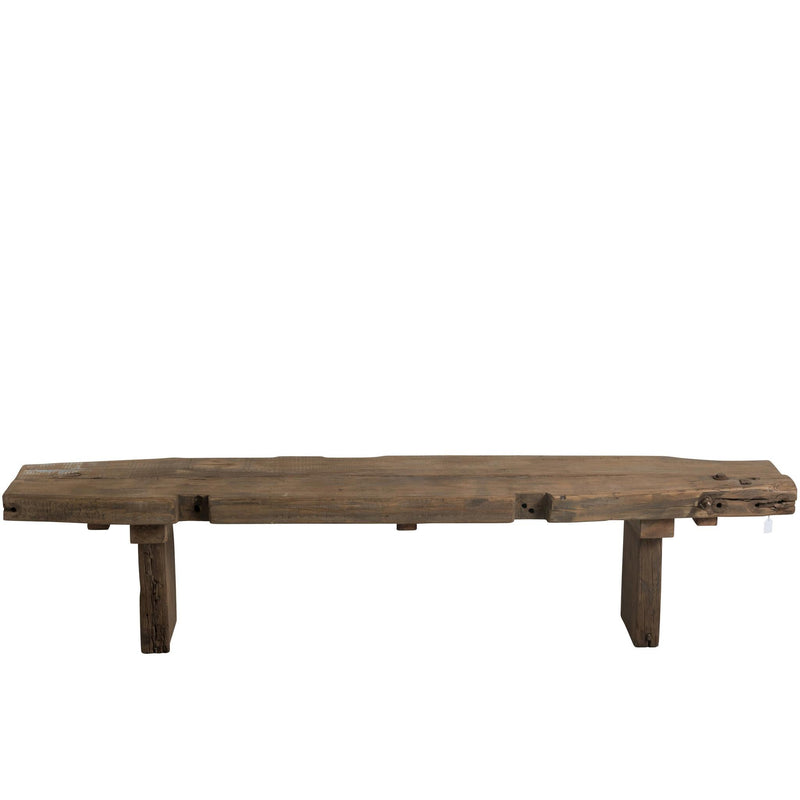 Bankje Brut Gerecycled Hout Bruin 190x38x46 cm-3-Zitsbanken-J-Line