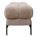 Beige gestoffeerd bankje Melbourne van 160 cm met een slank zwart metalen onderstel.