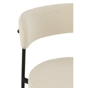 Barkruk Bar Stoel Bouclé Plywood/Polyester Wit/Zwart 48x53x97 cm-Barkrukken-J-Line
