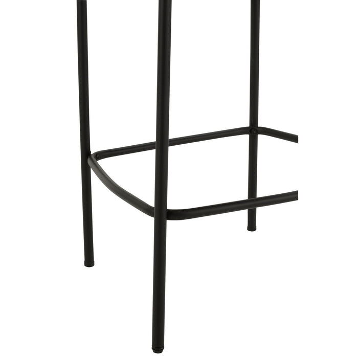 Barkruk Bar Stoel Bouclé Plywood/Polyester Wit/Zwart-Barkrukken-J-Line