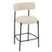 Barkruk Bar Stoel Bouclé Plywood/Polyester Wit/Zwart-Barkrukken-J-Line