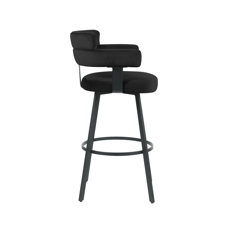 Barkruk Bardio Zwart Fluweel Hoog 56x52x101 cm-Barkrukken-LABEL51