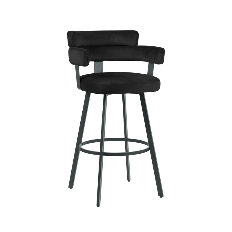 Barkruk Bardio Zwart Fluweel Hoog 56x52x101 cm-Barkrukken-LABEL51