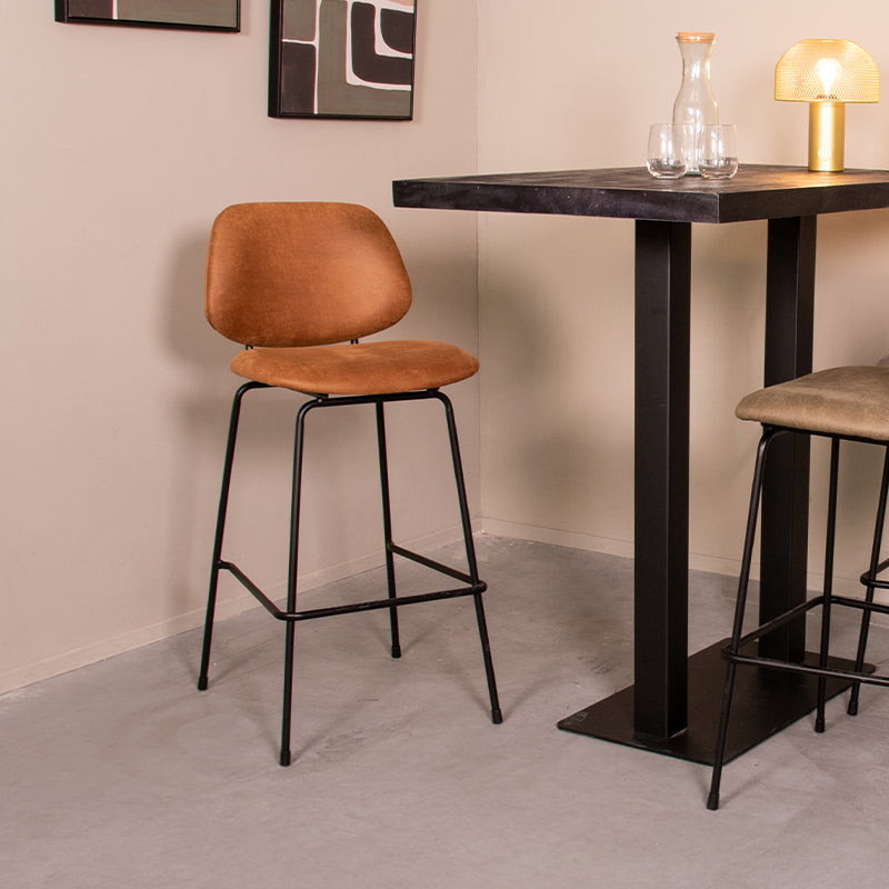 Barkruk Bello Cognac Micro Suede Hoog 46x53x105 cm-Barkrukken-LABEL51