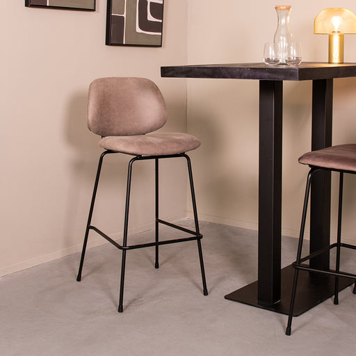Barkruk Bello Taupe Micro Suede Hoog 46x53x105 cm-Barkrukken-LABEL51