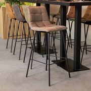 Barkruk Bistro Taupe Micro Suede Hoog 44x51x115 cm-Barkrukken-LABEL51