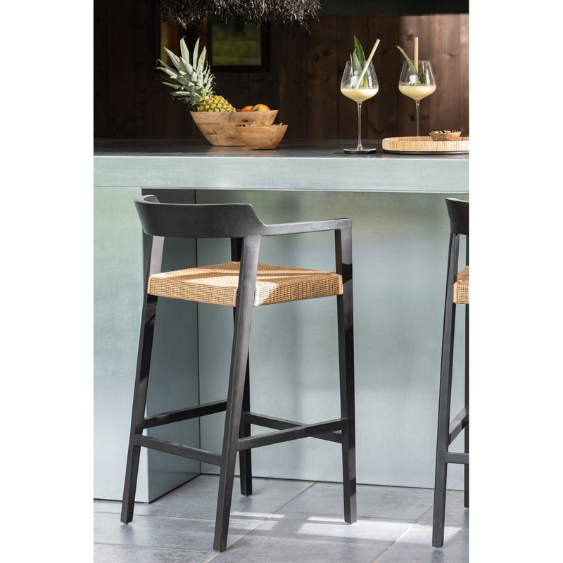 Barkruk Emma Teakhout Zwart/Bruin 78 cm 53x55x100 cm-Barkrukken-J-Line