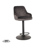 Barkruk Fender Antraciet Velours Gaslift 50x52x110 cm-Barkrukken-LABEL51