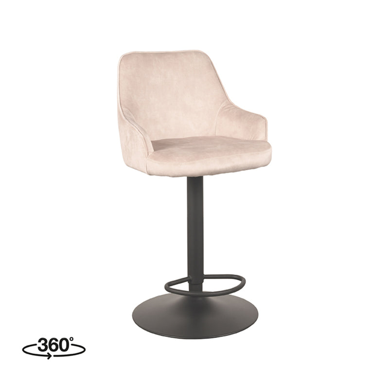 Barkruk Fender Naturel Velours Gaslift 50x52x110 cm-Barkrukken-LABEL51