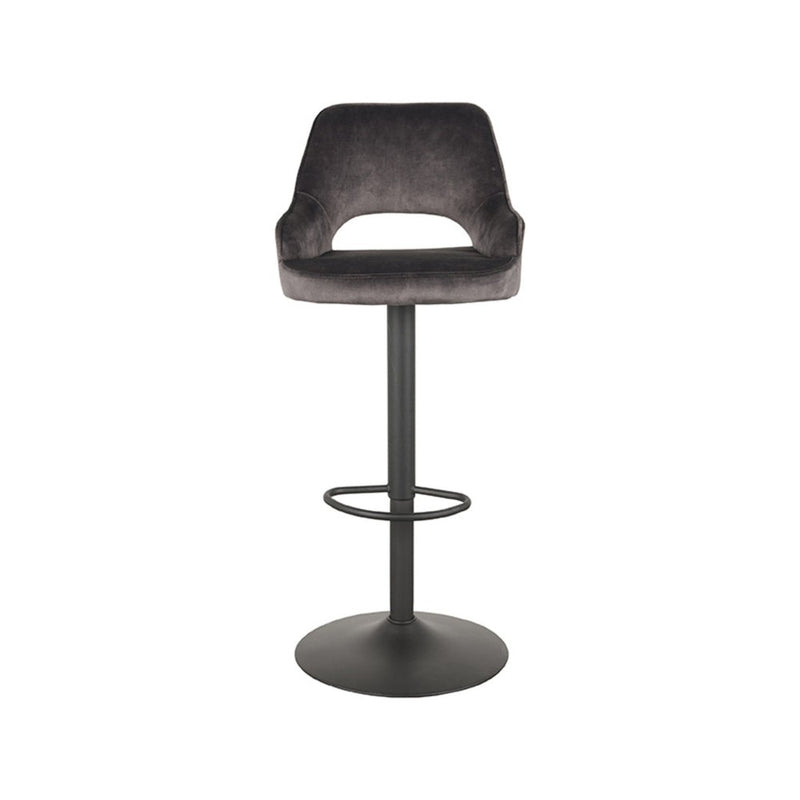 Barkruk Fer Antraciet Velours Gaslift 50x52x110 cm-Barkrukken-LABEL51