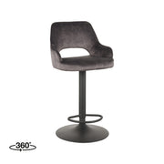 Barkruk Fer Antraciet Velours Gaslift 50x52x110 cm-Barkrukken-LABEL51