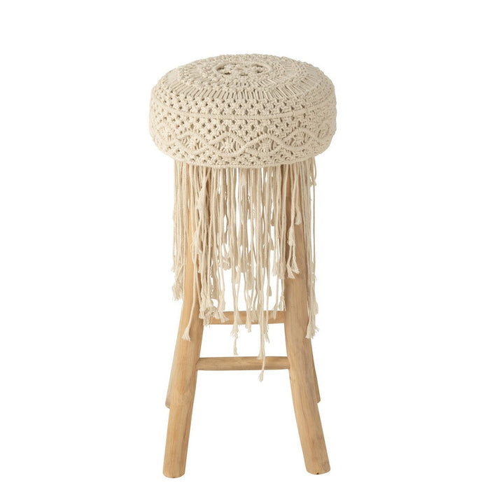 Barkruk Franjes Teakhout Wit 75 cm 45x45x85 cm-Barkrukken-J-Line