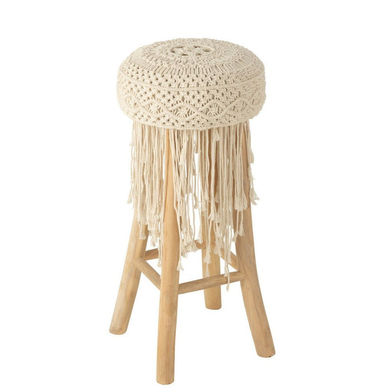 Barkruk Franjes Teakhout Wit 75 cm 45x45x85 cm-Barkrukken-J-Line