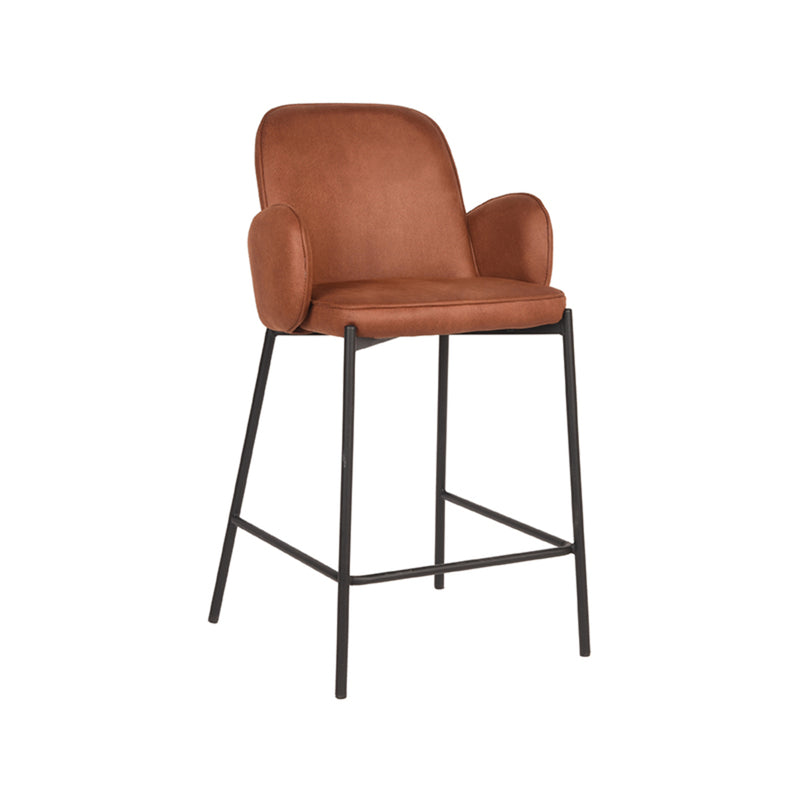 Barkruk Jari Cognac Microvezel Laag 51x53x94 cm-Barkrukken-LABEL51