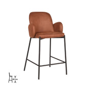 Barkruk Jari Cognac Microvezel Laag 51x53x94 cm-Barkrukken-LABEL51