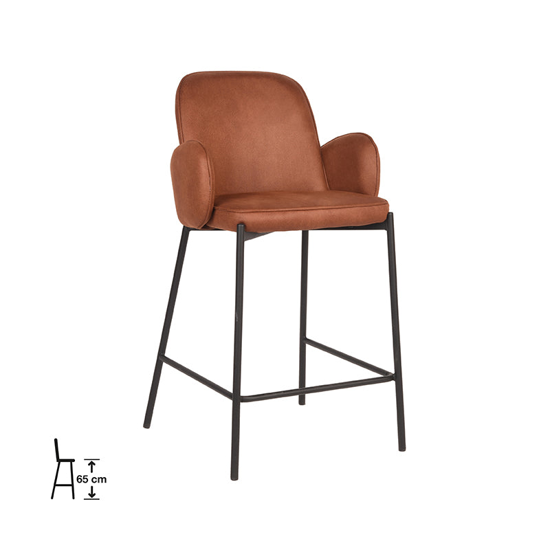 Barkruk Jari Cognac Microvezel Laag 51x53x94 cm-Barkrukken-LABEL51
