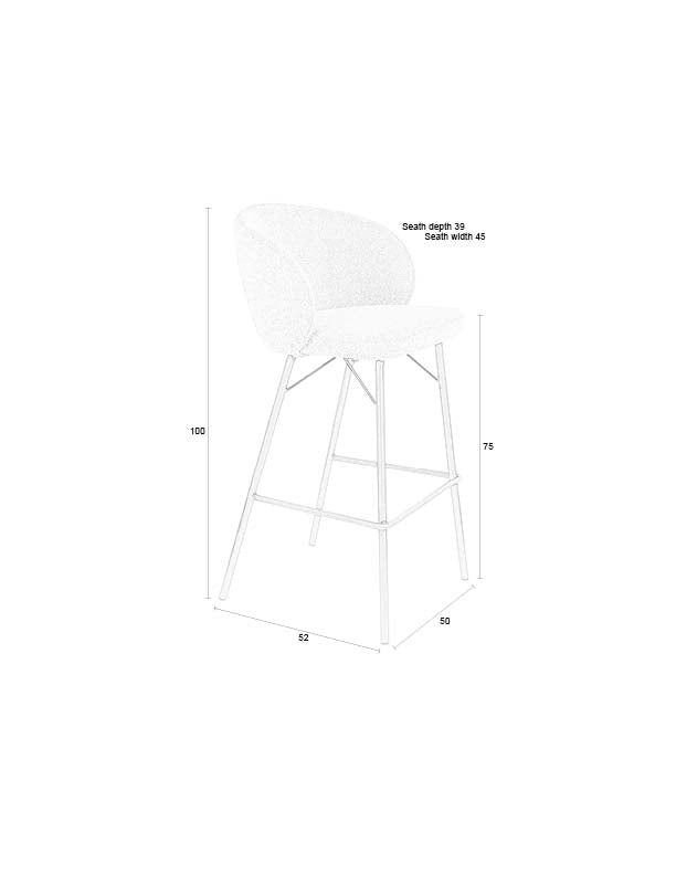 Barkruk Joa Polyester Beige 75cm-Barkrukken-Creating Home