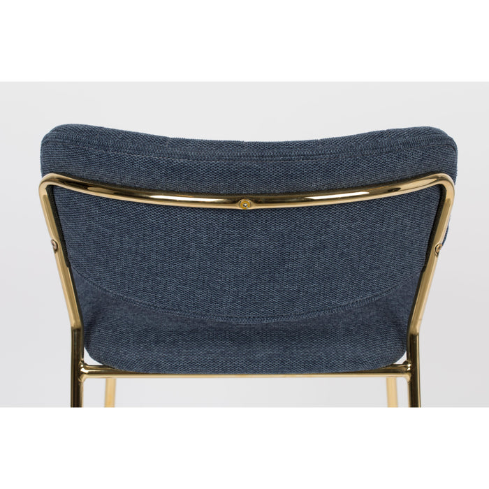 Barkruk Jolien Goud/dark Stof Blauw 65cm-Barkrukken-Creating Home