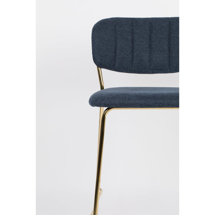Barkruk Jolien Goud/dark Stof Blauw 65cm-Barkrukken-Creating Home