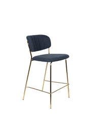 Barkruk Jolien Goud/dark Stof Blauw 65cm-Barkrukken-Creating Home