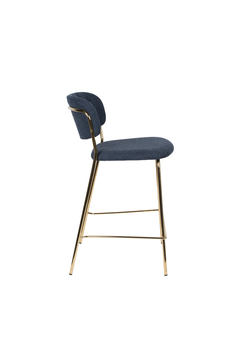 Barkruk Jolien Goud/dark Stof Blauw 65cm-Barkrukken-Creating Home