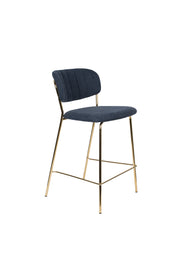 Barkruk Jolien Goud/dark Stof Blauw 65cm-Barkrukken-Creating Home