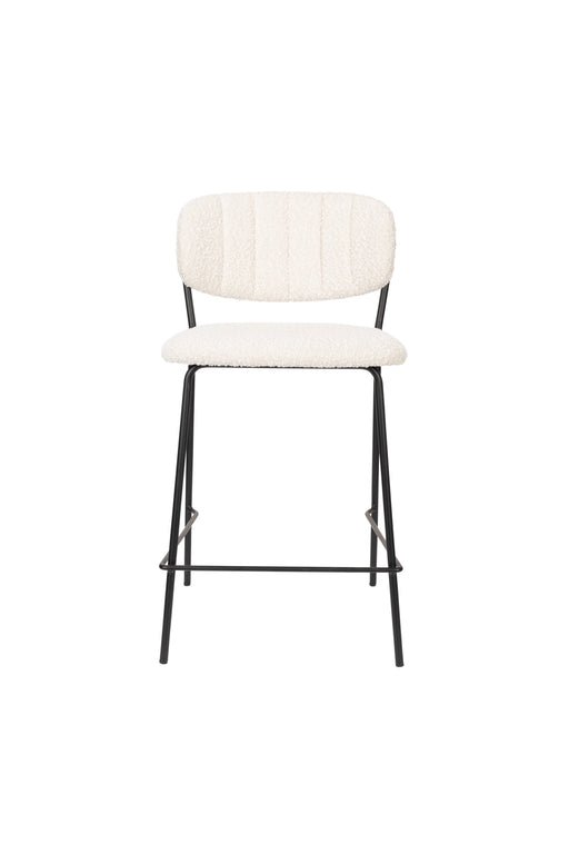 Barkruk Jolien Zwart/bouclã© Nylon en polyester Wit 65cm-Barkrukken-Creating Home