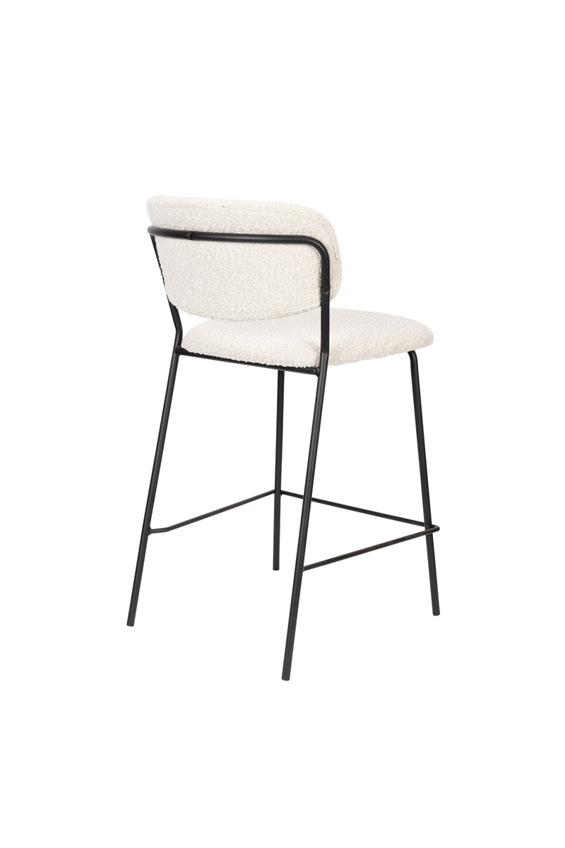 Barkruk Jolien Zwart/bouclã© Nylon en polyester Wit 65cm-Barkrukken-Creating Home