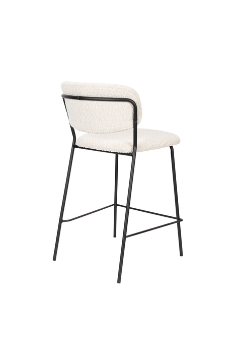 Barkruk Jolien Zwart/bouclã© Nylon en polyester Wit 65cm-Barkrukken-Creating Home