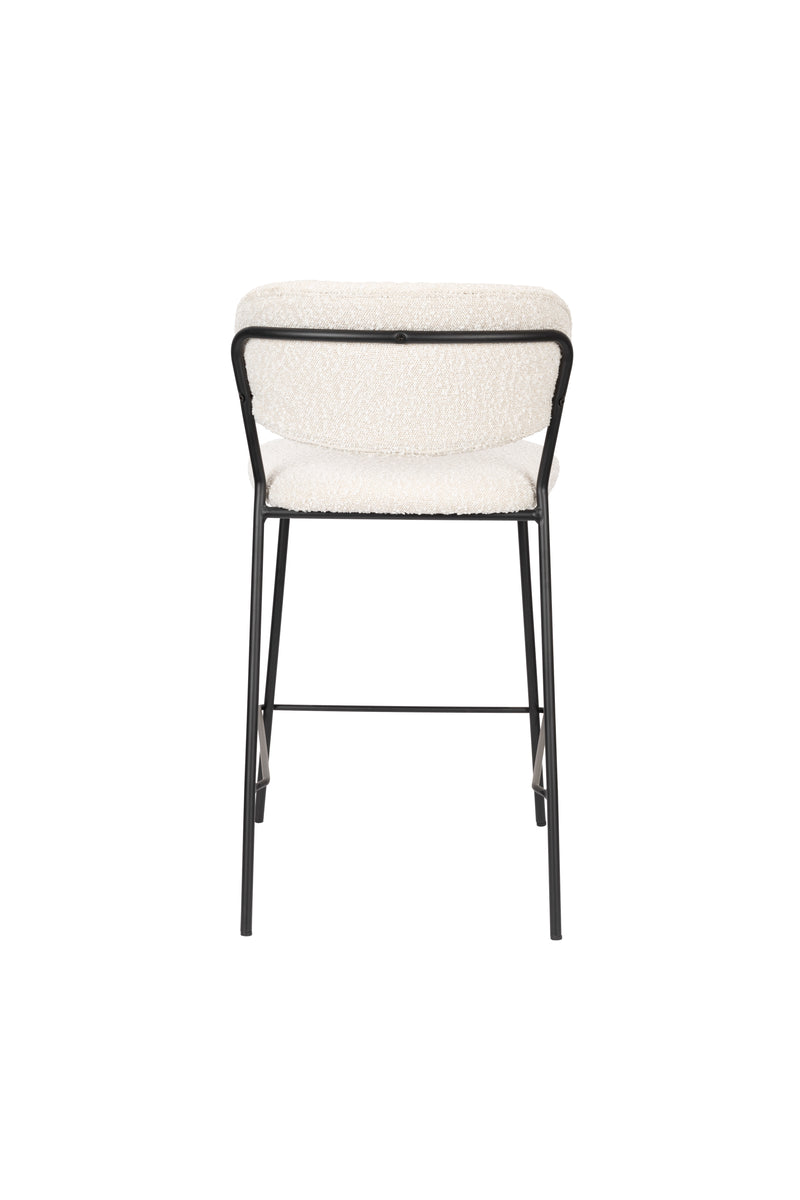 Barkruk Jolien Zwart/bouclã© Nylon en polyester Wit 65cm-Barkrukken-Creating Home
