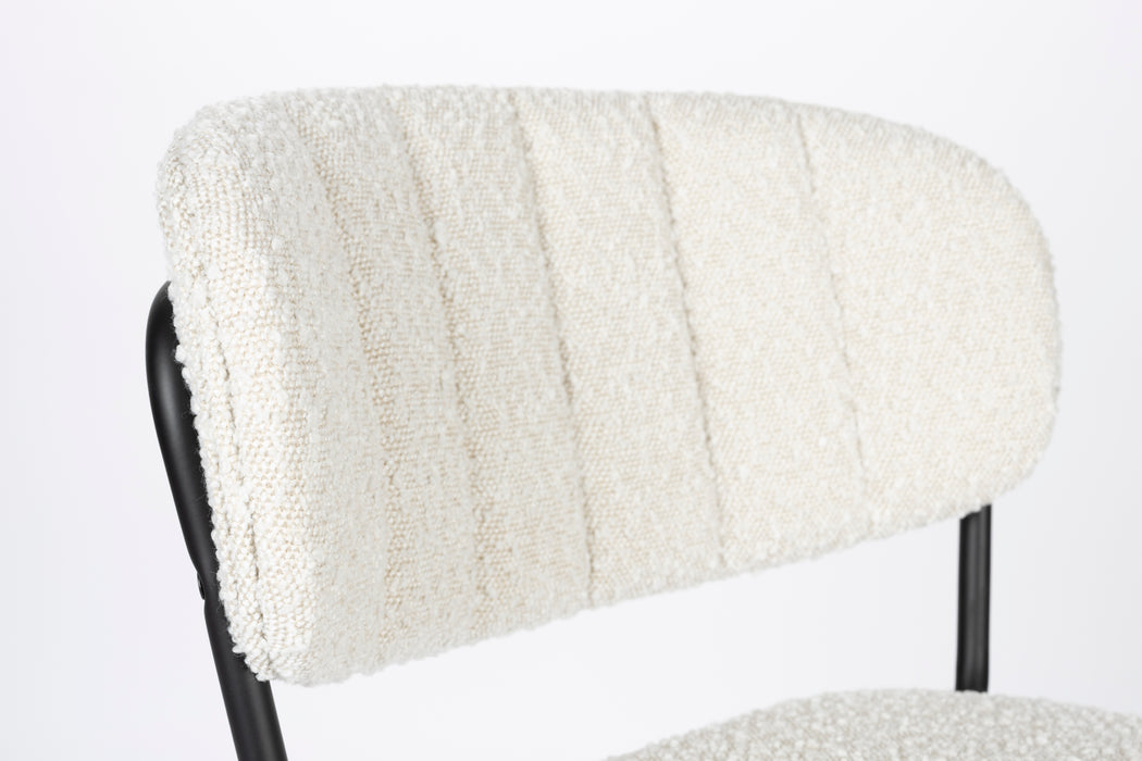 Barkruk Jolien Zwart/bouclã© Nylon en polyester Wit 65cm-Barkrukken-Creating Home
