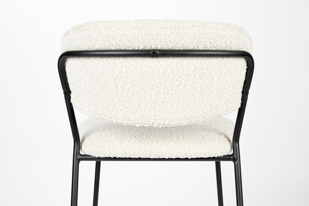 Barkruk Jolien Zwart/bouclã© Nylon en polyester Wit 65cm-Barkrukken-Creating Home