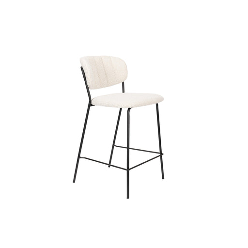 Barkruk Jolien Zwart/bouclã© Nylon en polyester Wit 65cm-Barkrukken-Creating Home