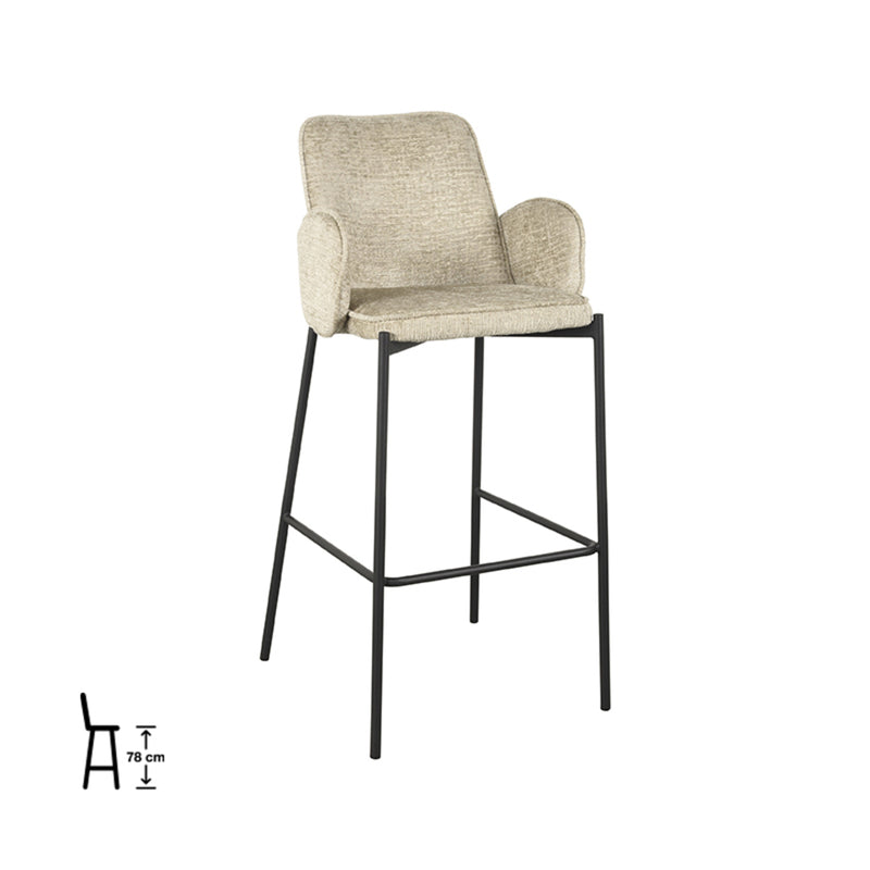 Barkruk Joni Beige Elegance Hoog 51x53x107 cm-Barkrukken-LABEL51