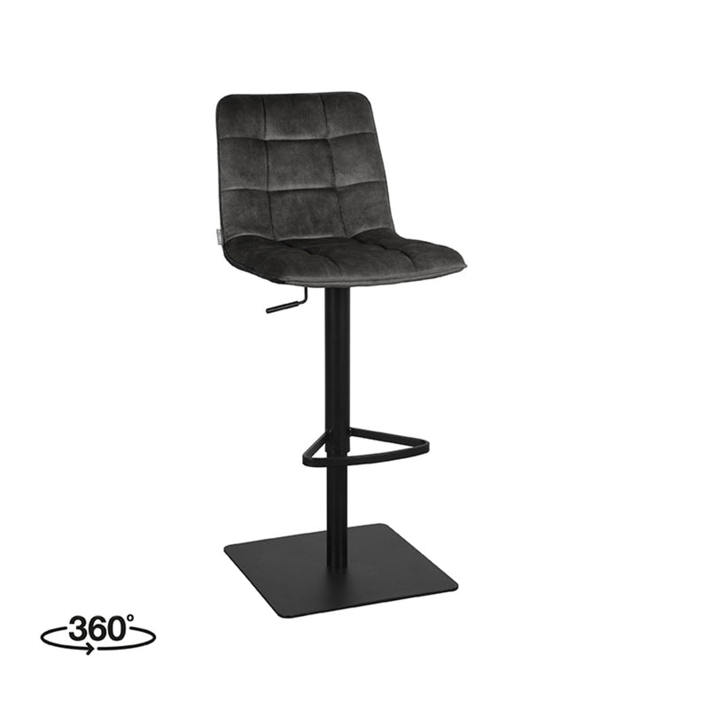 Barkruk Juul Antraciet Velours Gaslift 45x56x113 cm-Barkrukken-LABEL51