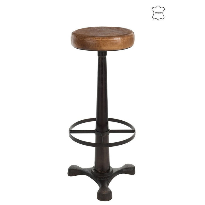 Barkruk Leer/Metaal Bruin-Barkrukken-J-Line