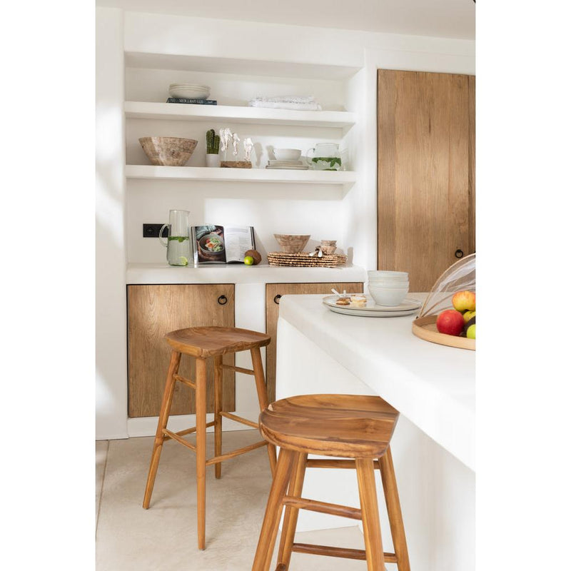 Barkruk Naturel Teakhout 42 cm 39x39.5x75.5 cm-Barkrukken-J-Line