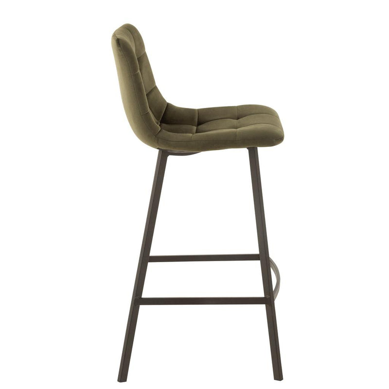 Barkruk Olivier Textiel/Metaal Donker Groen 45 cm 45x43x97 cm-Barkrukken-J-Line