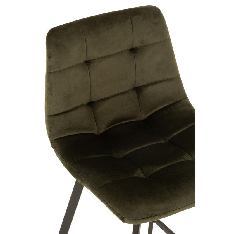 Barkruk Olivier Textiel/Metaal Donker Groen 45 cm 45x43x97 cm-Barkrukken-J-Line