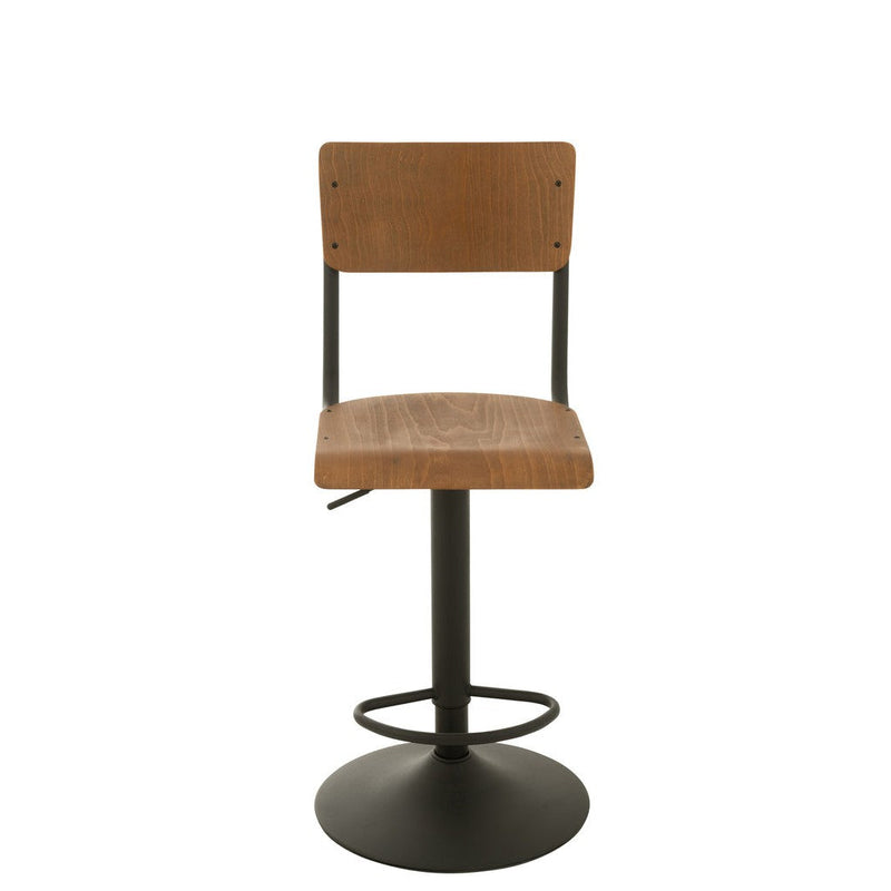 Barkruk Populierenhout Metaal Bruin 79 cm 40x40x105 cm-Barkrukken-J-Line
