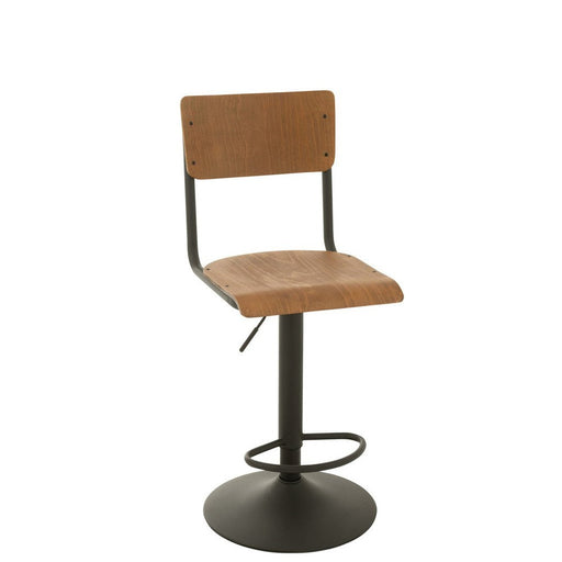Barkruk Populierenhout Metaal Bruin 79 cm 40x40x105 cm-Barkrukken-J-Line