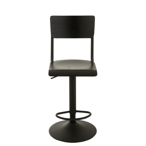 Barkruk Populierenhout Metaal Zwart 79 cm 40x40x105 cm-Barkrukken-J-Line